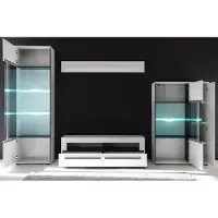 Furn.Design Wohnwand "Design-D" in weiß Hochglanz Schrankwand 4-teilig 350 x 200 cm