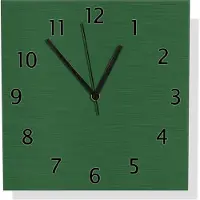 Wallario Design Wanduhr Dunkelgrün aus Aluverbund, Größe 30 x 30 cm