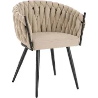 HOME DELUXE Esszimmerstuhl AYLA – Beige, gewebt (6er Set) | Moderner Stoffstuhl für Esszimmer & Küche