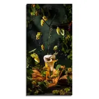 Wallario Design Wanduhr bedruckt, Größe 30 x 60 cm, Motiv: Braukunst - Hopfenkaltschale