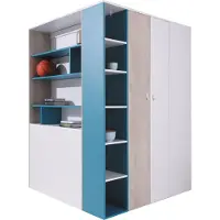 Mirjan 24 Kleiderschrank Planet 01 L / P mit zwei Drehtüren, Kleiderstange (Farbe: Weiß / Eiche + Marineblau)