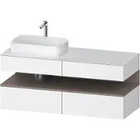 Duravit Collection One Konsolenwaschtischunterbau, 2 Auszüge, 2 Schubkästen, Ausschnitt links, 1400x550x600mm, Nische Basalt Matt, QA4765043180010, Farbe: Weiß Matt/mit Nischenbeleuchtung
