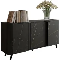 Mirjan 24 Kommode Volare 150 3D, Türkommode, Modernschrank, Kommode mit drei Drehtüren, Wohnzimmer Kollektion (Farbe: Schwarz / San Sebastian)