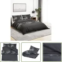 The Living Store Bettwäsche-Set Schwarz 200x200 cm Baumwolle