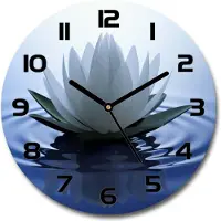 Tulup Wanduhr aus Glas 30fi Glasbild Glasuhr Gehärtetes Glas - schwarze-zeiger - water lily