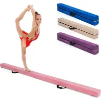 Costway 210 cm Schwebebalken, Gymnastikbalken klappbar, Balance Beam bis 70 kg belastbar, tragbarer Balken mit Tragegriffen, Gymnastik Balance Balken für Zuhause Turnen (Rosa)