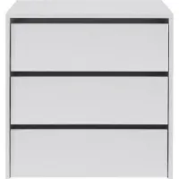 Masseno Kommode MIRA 50 cm Sideboard mit 3 Schubladen und Türen für Wohnzimmer Schlafzimmer Modern 50x45x60 cm Weiß / Weiß