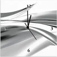 ARTland Wanduhr auf Alu Quarzuhr - schwarzer Zeiger Schöne graue Welle - Abstrakt Größe: 30x30 cm