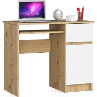 Home Collective Computertisch Bürotisch mit ausziehbarer Tastaturablage, Laminatplatte mit ABS-Kante, mit 1 Schublade und 1 Tür rechts, 90 x 50 x 77 cm, Artisan Eiche