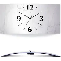 ARTland Wanduhr, gebogen Quarzuhr - schwarzer Zeiger Weiße Marmoroptik Größe: 60x30 cm