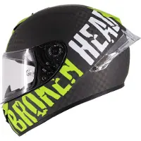 Broken Head Integralhelm BeProud Race Pro Carbon Grün + Schwarzes Visier XS (53-54 cm)