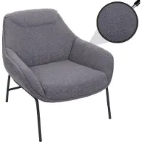 Mendler Lounge-Sessel HWC-J77, Cocktailsessel Sessel, Bouclé Stoff Metall dunkelgrau