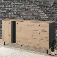 Feldmann-Wohnen Sideboard Kommode Anrichte 2-türig Schubladen 165cm Sand Grange Eiche 80143942