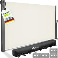 Tillvex Seitenmarkise 160x350 cm Beige ausziehbar & Blickdicht | Sichtschutz für Balkon, Garten & Terrasse | Seitenrollo mit Wandhalterung | Sonnenschutz aus rostfreiem Stahl | Markise Windschutz