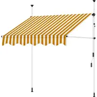 Melko Klemmmarkise 200x120 cm Orange/Weiß ohne Bohren mit Kurbel