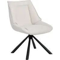 Duhome Esszimmerstuhl Ergonomischer Küchenstuhl 180° drehbar Stuhl aus Chenille-Stoff und Metallgestell Loungestuhl mit Rückstellfunktion, Creme
