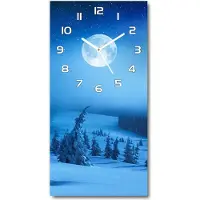Tulup Wanduhr aus Glas – 30x60 cm - Glasbild - Glasuhr - Gehärtetes Glas -Vollmond