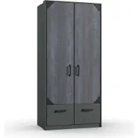 Wimex Kleiderschrank Drehtürenschrank "Nottingham" graphit Digitalprint Steel Optik 90cm