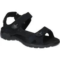 American Club CY146 Herrensandalen aus Leder, Echtleder Sandalen, Sandalen mit Klettverschluss Schwarz 42
