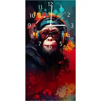 Wallario Design Wanduhr Chimp - Musik aus Echtglas, Größe 30 x 60 cm