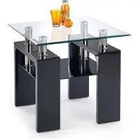Halmar Glas Konferenztisch Diana h Quadrat - schwarz glänzend / transparent