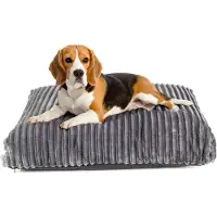 BOUTIQUEZOO Boutique ZOO Hundebett XL 95x75 cm | Waschbares Hundekissen | Silikonfüllung | Wildlederoptik | Grau