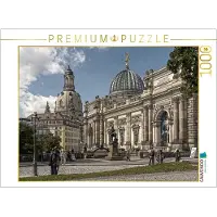 CALVENDO Puzzle Blick zur Kunsthalle und Frauenkirche in Dresden | 1000 Teile Lege-Größe 64 × 48 cm Foto-Puzzle für glückliche Stunden