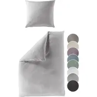 Sleepling liebling - Satin Bettwäsche, silber grau, 1 x Bettbezug 155 x 220 cm + 1 x Kissenbezug 40 x 80 aus 100% seidig weicher Baumwolle