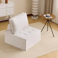 OKWISH Einzelsofa Fernseh- & Relaxsessel aus 100% Leinenstoff,Loungesessel Sitzsack Kleine Sitzgarnitur für Schlafzimmer, Gästezimmer,Beige