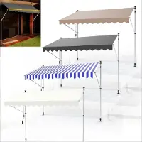 Melko Klemmmarkise ohne Bohren Sonnenschutz - Creme mit LED 400 x 120 cm