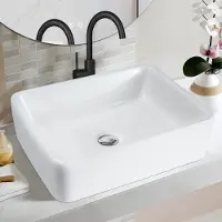 ZMH Waschbecken Keramik Hängewaschtisch rechteckig 40 × 30 × 13 cm Hängewaschbecken mit hahnloch Aufsatzwaschbecken für Bad Gäste WC Waschtisch