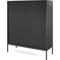 Masseno Kommode STELLARE 104 cm Highboard mit 2 Türen für Wohnzimmer Schlafzimmer Modern 104x39x125 cm Schwarz / Schwarz