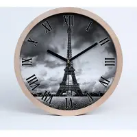 Tulup Holzuhr 20fi cm wanduhr - schwarze Spitzen - Eiffelturm Paris