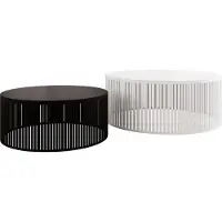 Mirjan 24 Im Set zwei Couchtische Velede, Wohnzimmer Kaffeetisch 2er-Set, Gestell aus Stahl, pulverbeschichtet (Farbe: Schwarz + Schwarz Molet / Weiß + Arktisches Weiß)