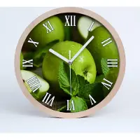 Tulup Holzuhr 30fi cm wanduhr - weiße Spitzen - grüne Äpfel