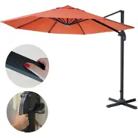 Mendler Gastronomie-Ampelschirm HWC-A96, Sonnenschirm, rund Ø 3m Polyester Alu/Stahl 23kg terracotta ohne Ständer, drehbar