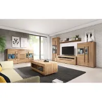 Lomadox Wohnzimmer Set inkl. Wohnwand Sideboard und Couchtisch TURDA-83 in Eiche Grandson Nb. mit LED Beleuchtung, B/H/T: ca. 320/104/50 cm