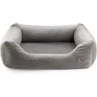 BOUTIQUEZOO Premium Hundebett Velvet Grau L – 87x76x20 cm | Weiches Sofa für Hunde & Katzen