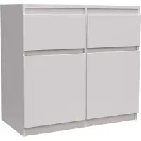 Masseno Kommode MERAVIGLIA 80 cm Sideboard mit 2 Schubladen und 2 Türen für Wohnzimmer Schlafzimmer Modern 80x33x85 cm Weiß / Weiß
