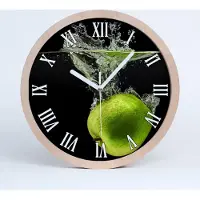 Tulup Holzuhr 30fi cm wanduhr - weiße Spitzen - grüne Äpfel