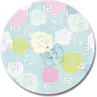 Tulup Wanduhr aus Glas 30fi Glasbild Glasuhr Gehärtetes Glas - weisse-zeiger - Roses