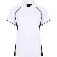 Finden & Hales LV371 | Ladies Piped Performance Damen Poloshirt - Farbe: White/Black/Black - Größe: XL