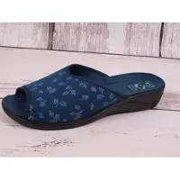 Adanex Damenhausschuhe Silvia 28279 blau mit Blättern
