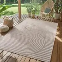 Ayyildiz Hali Outdoor Teppich Wetterfest, Küche, Balkon, Terrasse, Garten Wohnzimmer Esszimmer, Skandinavisches Boho Design, Größe: 160 x 230 cm, Farbe: Beige-1