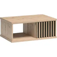 Bettso Kaffeetisch Couchtisch Sofatisch mit 2 Regalen und Türen CALI C-8 90 x 36 cm Eiche Artisan mit Lamellen