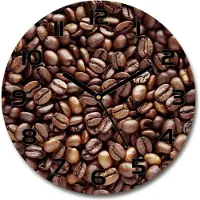 Tulup Wanduhr aus Glas 30fi Glasbild Glasuhr Gehärtetes Glas - schwarze-zeiger - Coffee beans