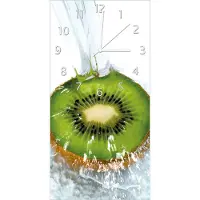 Wallario Design Wanduhr bedruckt, Größe 30 x 60 cm, Motiv: Frische Früchte übergossen mit Wasser II