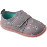 Befado Hausschuhe SOFTER 902X057 902Y057 Barfuß grau-rosa mit Elefanten und Herzen Flexi-Klettverschluss