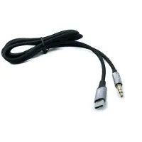 System-S Audio USB Kabel 100 cm 3,5 mm Klinke Stecker zu 3.1 Typ C Stecker AUX geflochten Schwarz