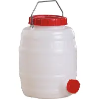 Graf Getränkefass rund, starkwandiger Wasserkanister, Weckfass für Saft / Wein, Volumen 10 l, Höhe 31 cm, mit Henkel, Polyethylen, weiß / rot